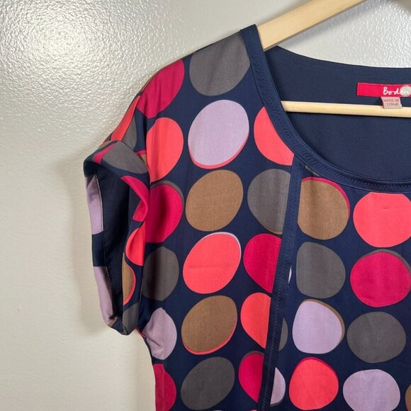 Boden Silk Sheath Dress Size 12 Polka Dot Blue Retro Preppy Work Office Career - Picture 4 of 10